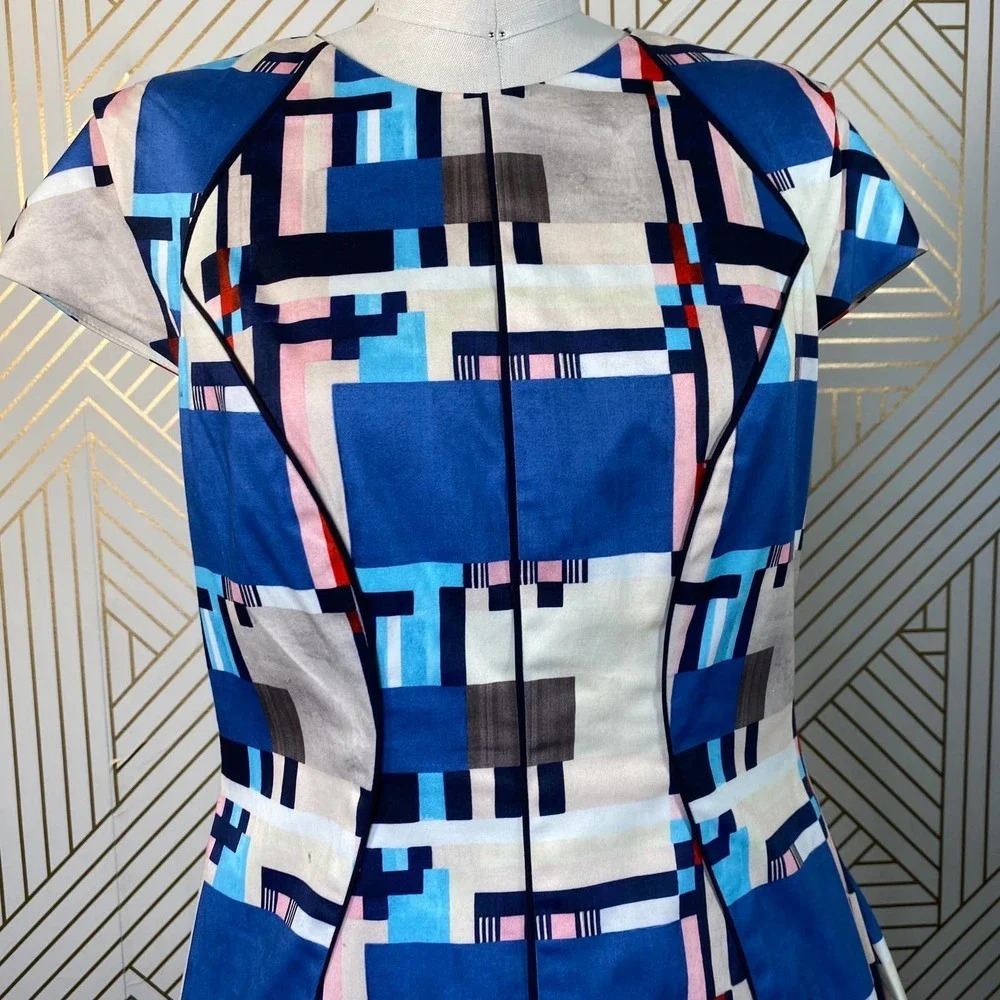 Lela Rose‎ Abstract Geometric Print Colorful Dress - Picture 3 of 12